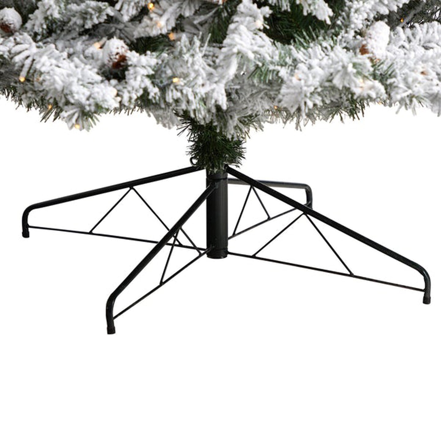 Nearly Natural Home Decorative 10&#x27; Flocked White River Mountain Pine Artificial Christmas Tree with Pinecones and 800 Clear LED Lights