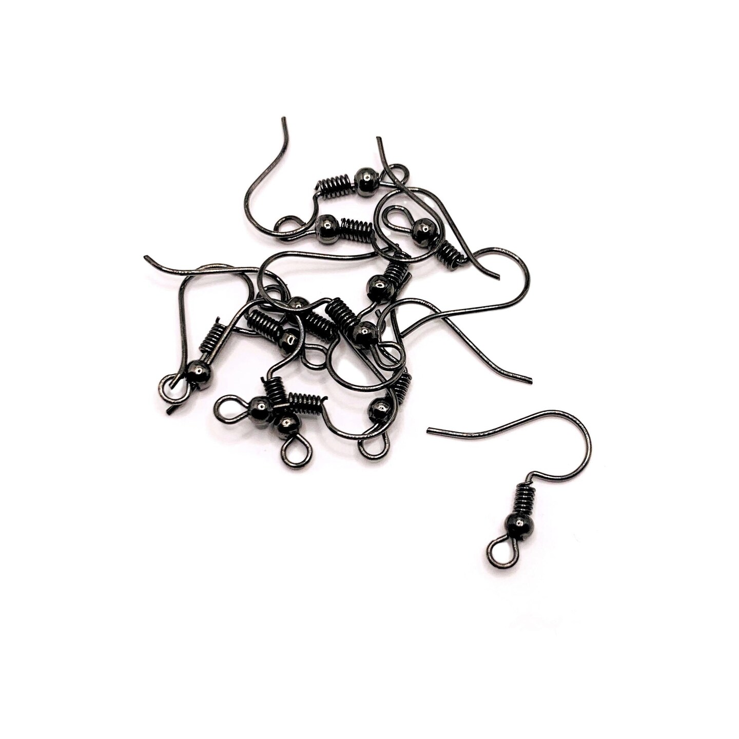 100 or 500 Pieces: Gunmetal Gray Fish Hook Earring Wires with Spring and  Ball