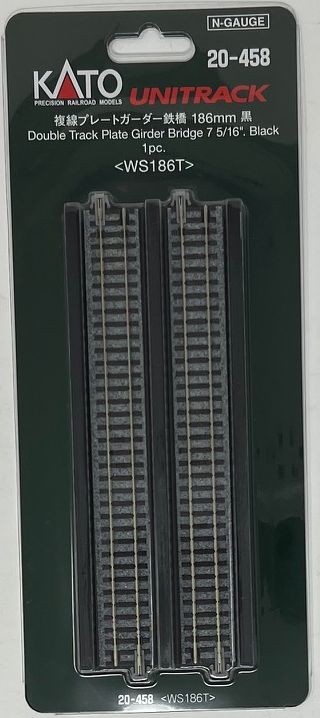 Kato  N-Scale Kato USA, Inc. N 186mm 7-5/16" Double Plate Girder Bridge, Black, KAT20458 Train Track