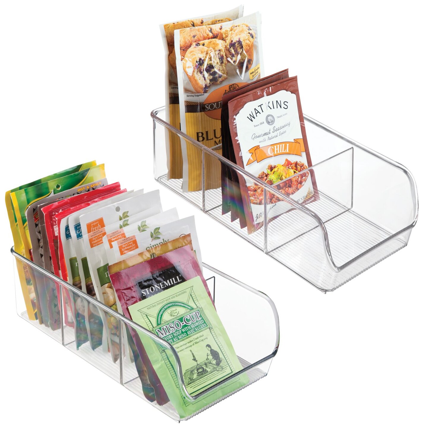 mDesign Plastic Kitchen Pantry Food Storage Organizer Bin, 2 Pack