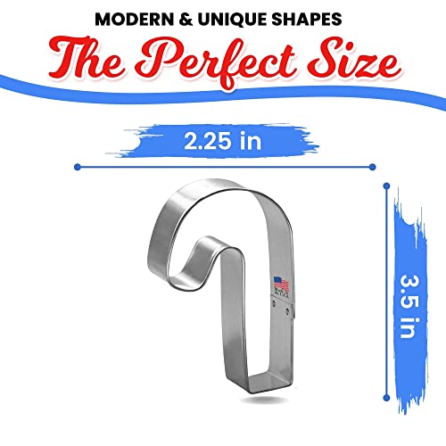 Candy Cane Cookie Cutter 3.5 in, CookieCutter.com, Tin Plated Steel, Handmade in the USA