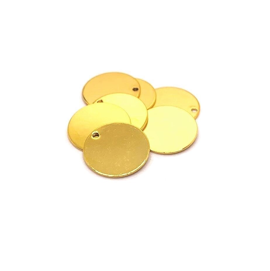 4, 20 or 50 Pieces: 12 mm, 18k Gold Plated Stamping Tag Blanks