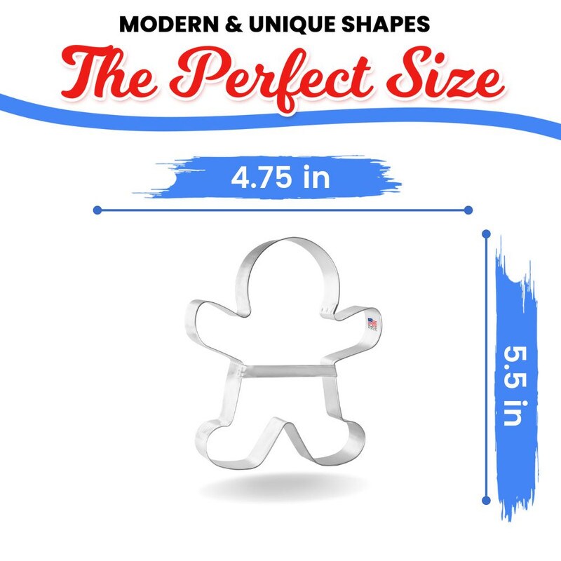CookieCutter.com Large Gingerbread Man Cookie Cutter 5.5 in with Sturdy Brace, Made in the USA