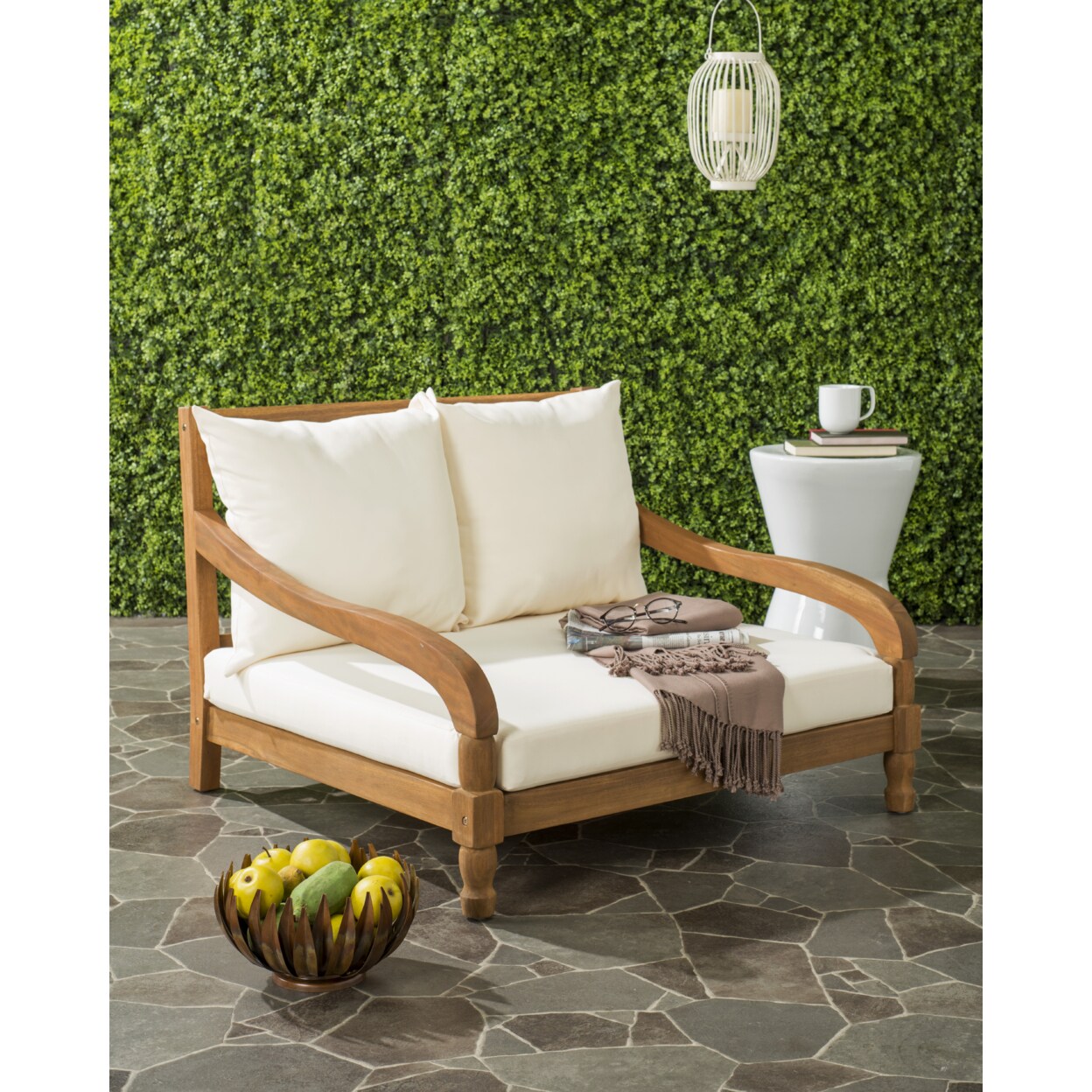 Safavieh   Outdoor Collection Pomona Lounger Natural/Beige