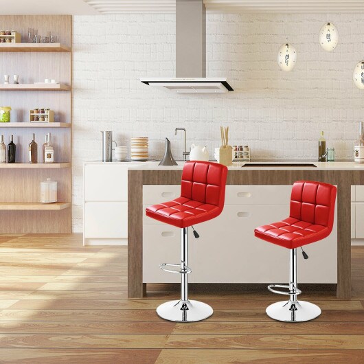 Set of 2 PU Leather Swivel Bar Stools Pub Chairs