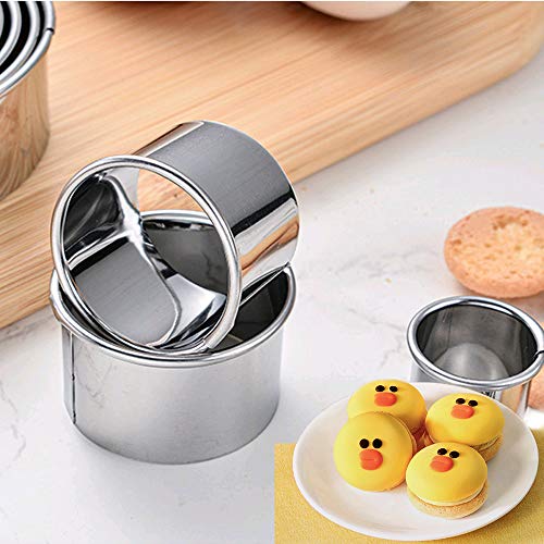 3 Pieces Cookie Cutters - Biscuit Cutters/Stainless Steel Dumpling Cutters/Cake Pastry Cutters/Cake Cookie Scone Cutters Molds stamps for Cooking Baking Round Edge)