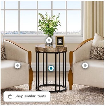 Small Wood Tables, Round Side Tables, End Tables with Metal Frames Brown, 2PCS Tiny Coffee Accent Table Nightstand for Smaller Spaces, Living Room, Bedroom, Balcony