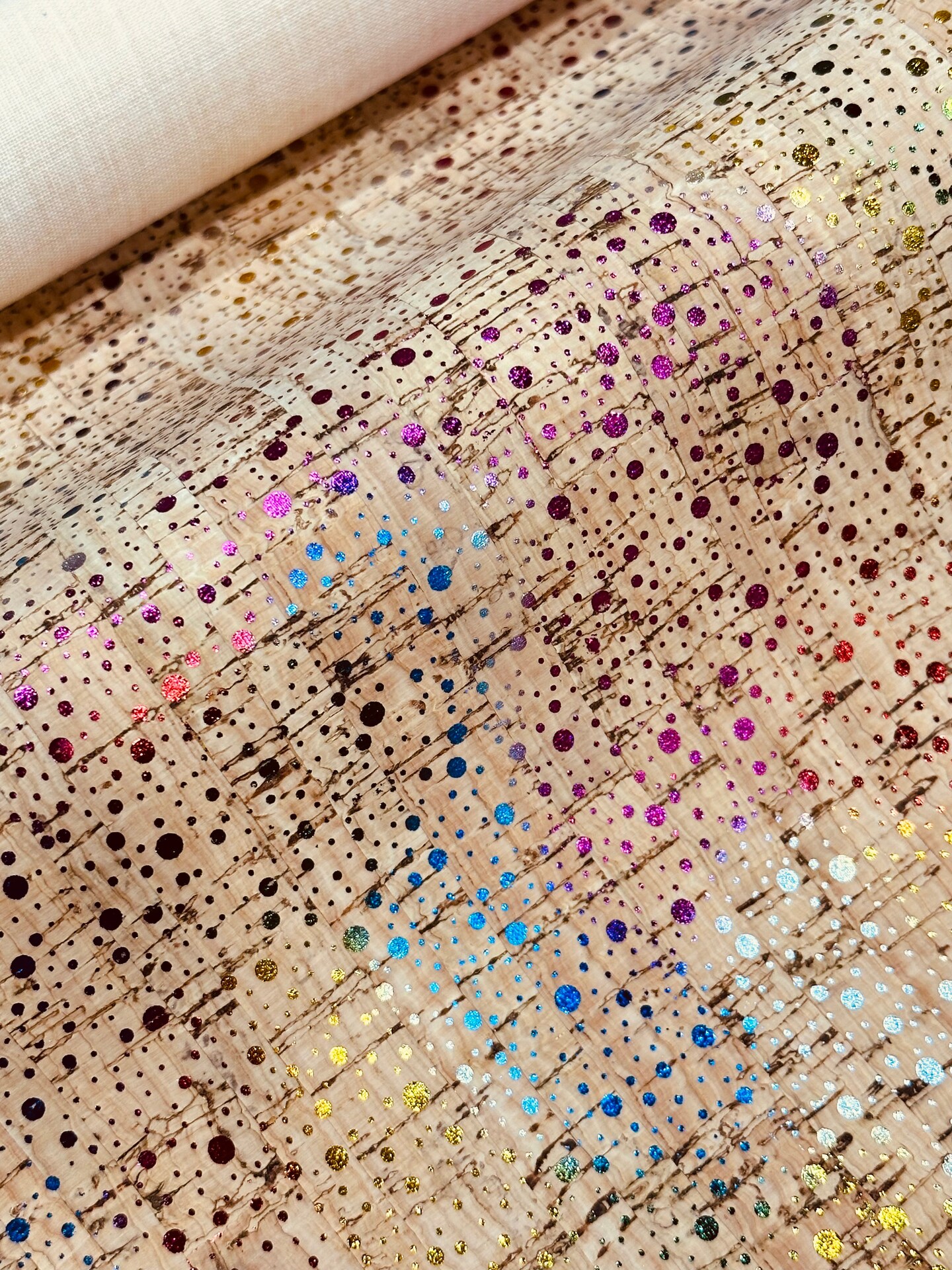 Rainbow Foil Dots Natural Cork Michaels