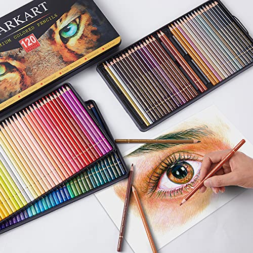 MARKART 120 Count Colored Pencils for Adult Coloring Books, Soft Core, Ideal for Drawing Blending Shading, Color Pencils Set Gift for Adults Kids Beginners in Tin Box