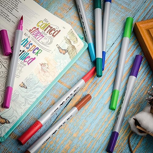 Dual Tip Brush Pens, 12 Colors, Art Markers for Kids Adults Coloring