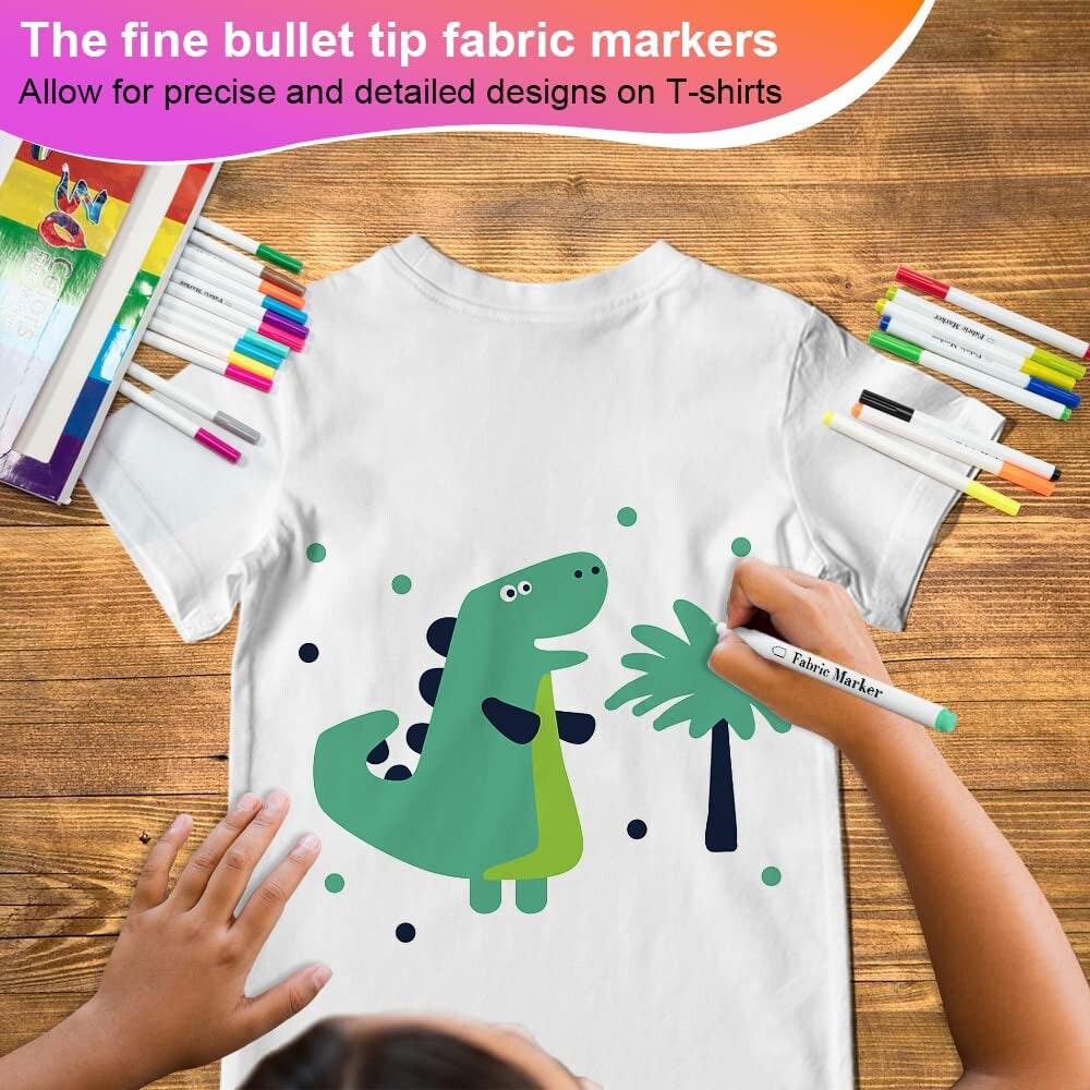  Fabric Markers, Fabric Marker Permanent for T Shirts Clothes  Pillow Canvas, Fabric Paint Pens for Kids - No Bleed, Fine Tip, Set of 30  Colors : Arts, Crafts & Sewing