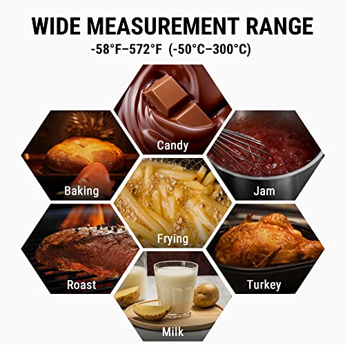 Candy Thermometer with Pot Clip, Instant Read Meat Analog Thermometer with LCD, Cooking Oil Thermometer Deep Frying Thermometer for Candy Maple Syrup Grease Cheese Sugar Brewing Making