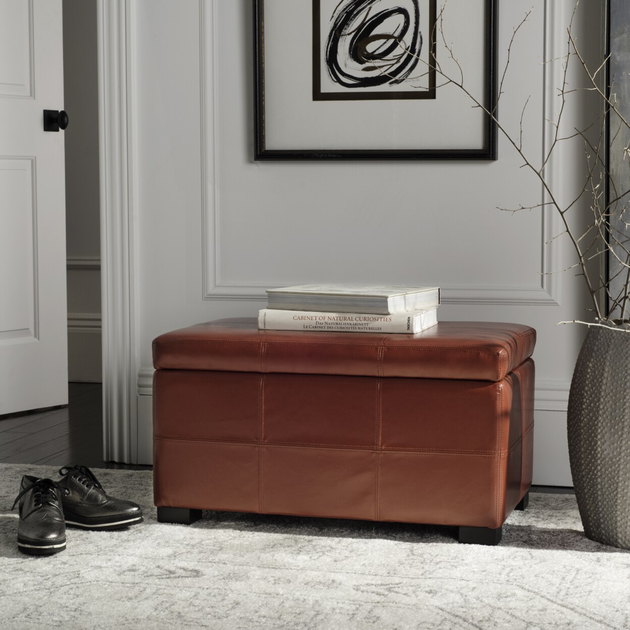 Safavieh   Maiden Tufted Storage Bench Sm Red