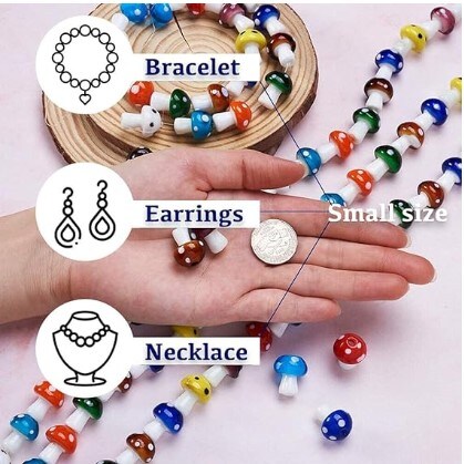 Murano Handmade Lampwork Glass Smooth Loose Beads Holes Beads Fit Jewelry Making Findings Charm Mushroom Bead Mixed Color Fashion