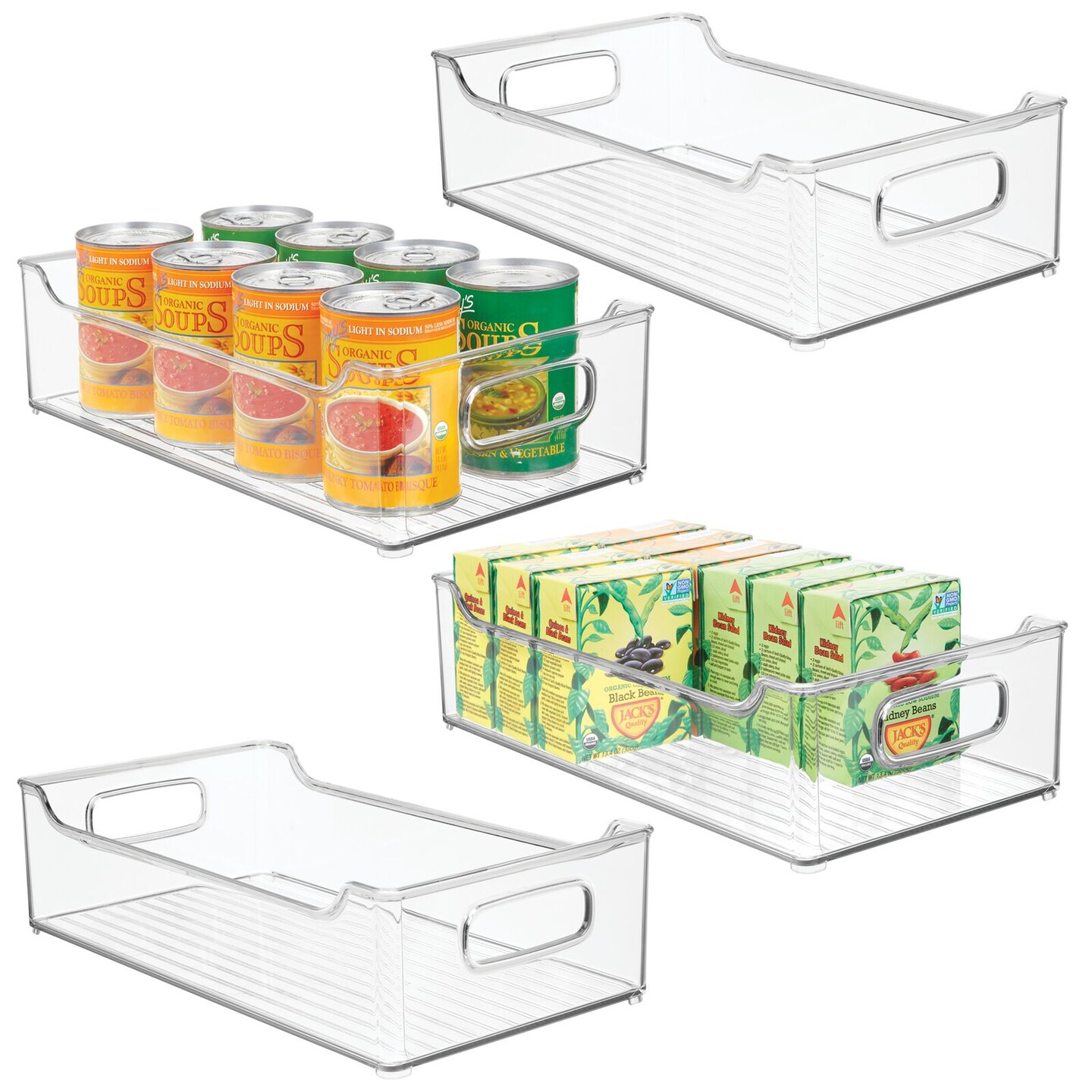 mDesign Kitchen Plastic Storage Organizer Bin, Open Dip Front and Handles