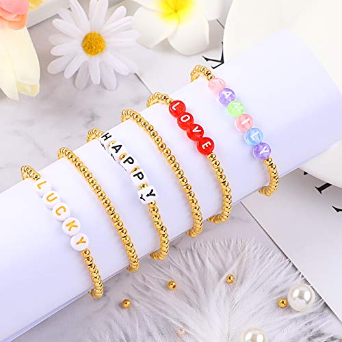 1200 Pieces 4mm Smooth Round Beads Gold Spacer Loose Ball Beads for Bracelet Jewelry Making Craft