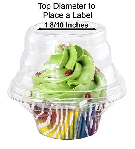 Individual Cupcake Container (Pack of 100) - Single Compartment Cupcake Carrier Holder Box - Stackable - Deep Dome - Clear Plastic - BPA-Free