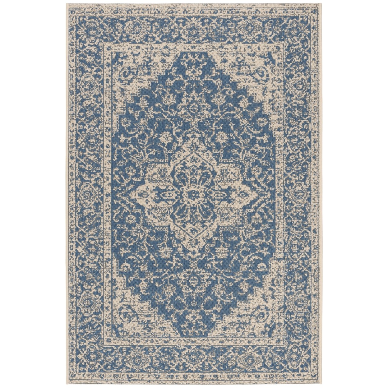 Safavieh Indoor Outdoor Bhs137M Beach House Blue / Creme Rug Transitional