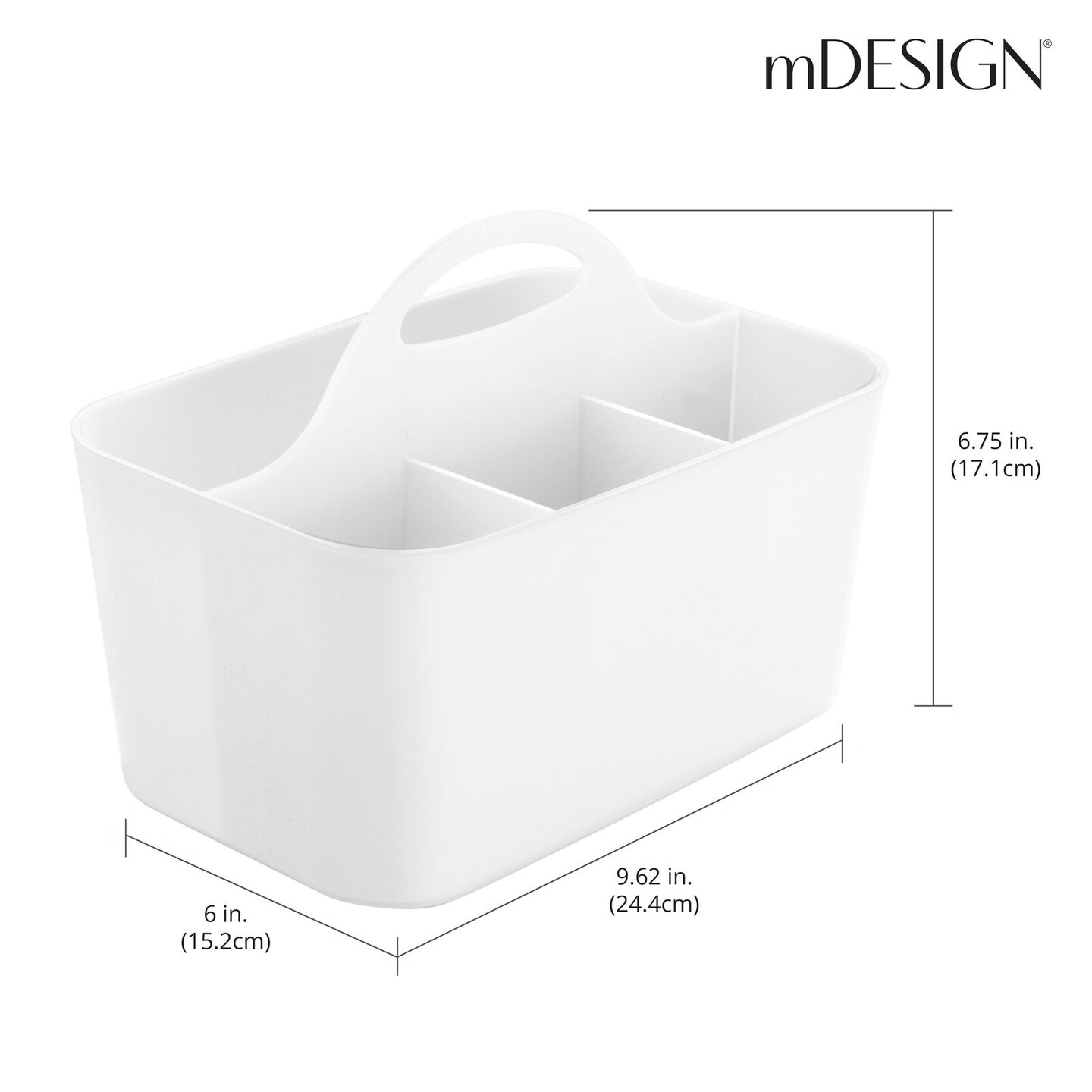 mDesign Plastic Shower Caddy Storage Organizer Basket with Handle