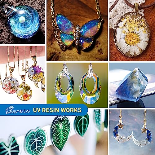 Bsrezn 300g Clear UV Resin Hard, High Gloss UV Cure Epoxy Resin Crystal Kit Premixed Resina UV Curing Transparent Solar Activated Glue for Jewelry Making Fast Curing