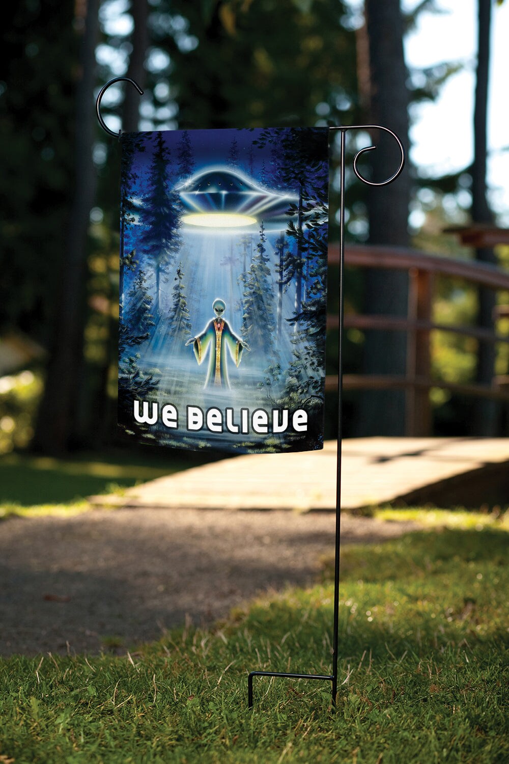 UFO Believe Decorative Aliens Double Sided Flag