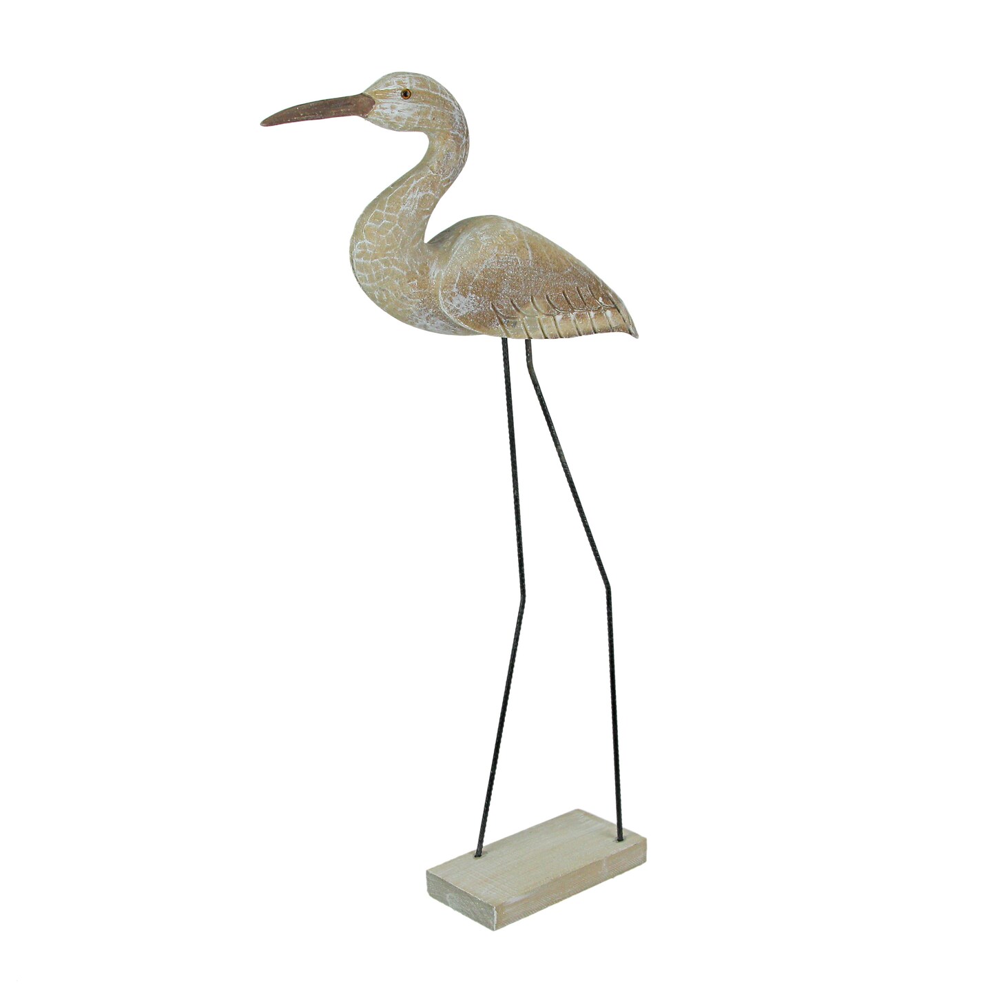 30 Inch Hand Carved White Washed Wood Bird Statue Home Coastal Decor Sculpture