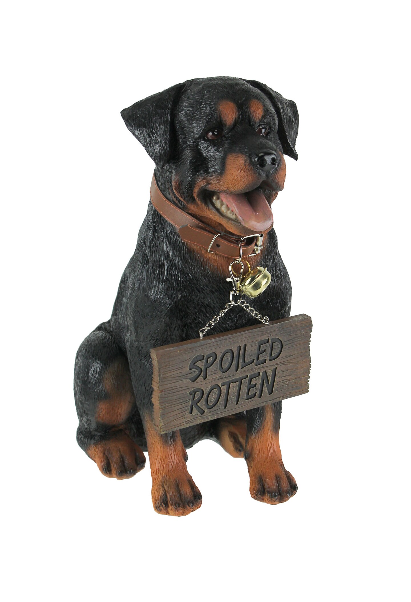 Buddy Rottweiler Guard Dog Indoor Outdoor Statue with Reversible Message Sign