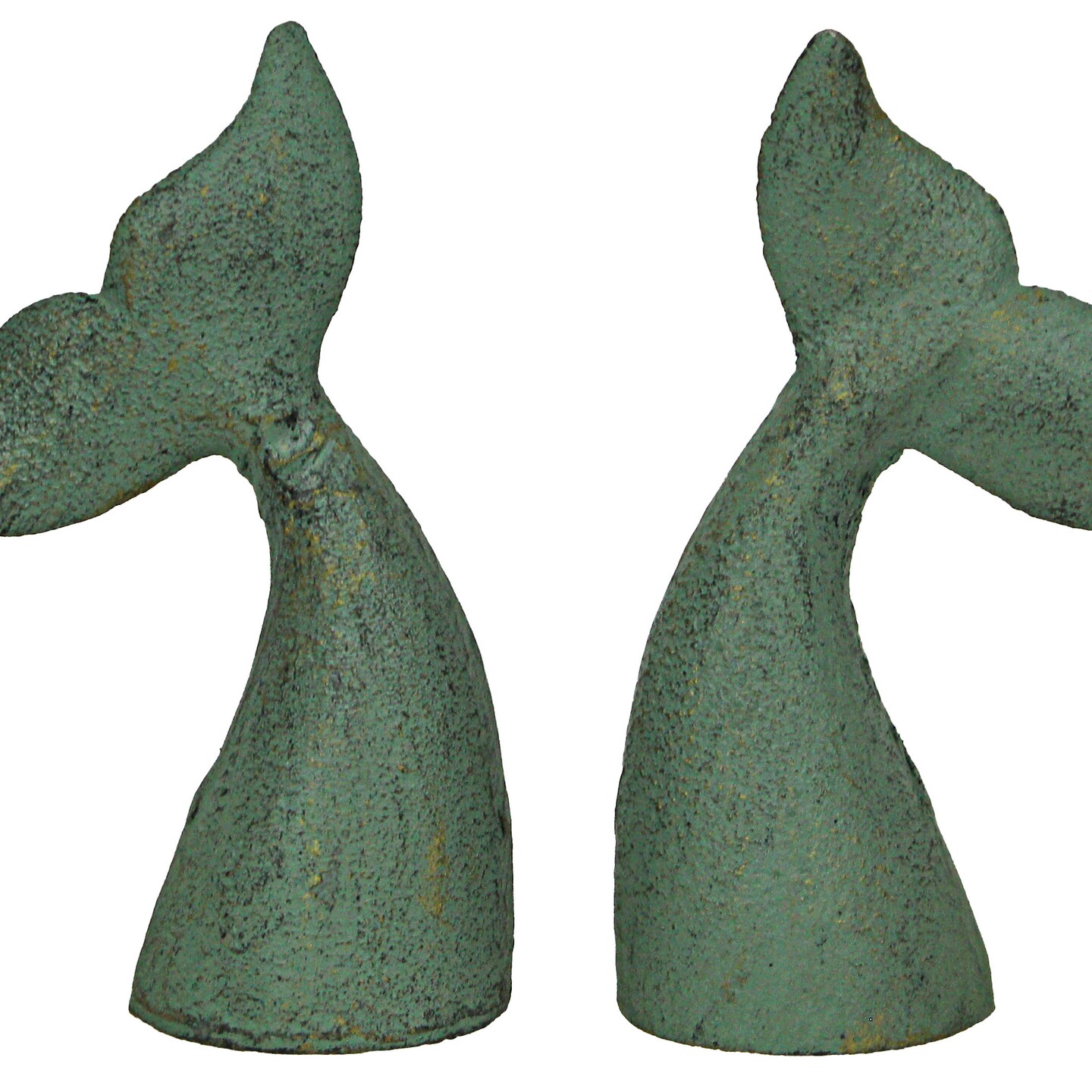 Set of 2 Cast Iron Whale Tail Bookends Nautical Home Decor Bookshelf Sculpture