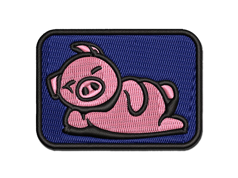 Lazy Pig Lounging Multi-Color Embroidered Iron-On or Hook &#x26; Loop Patch Applique