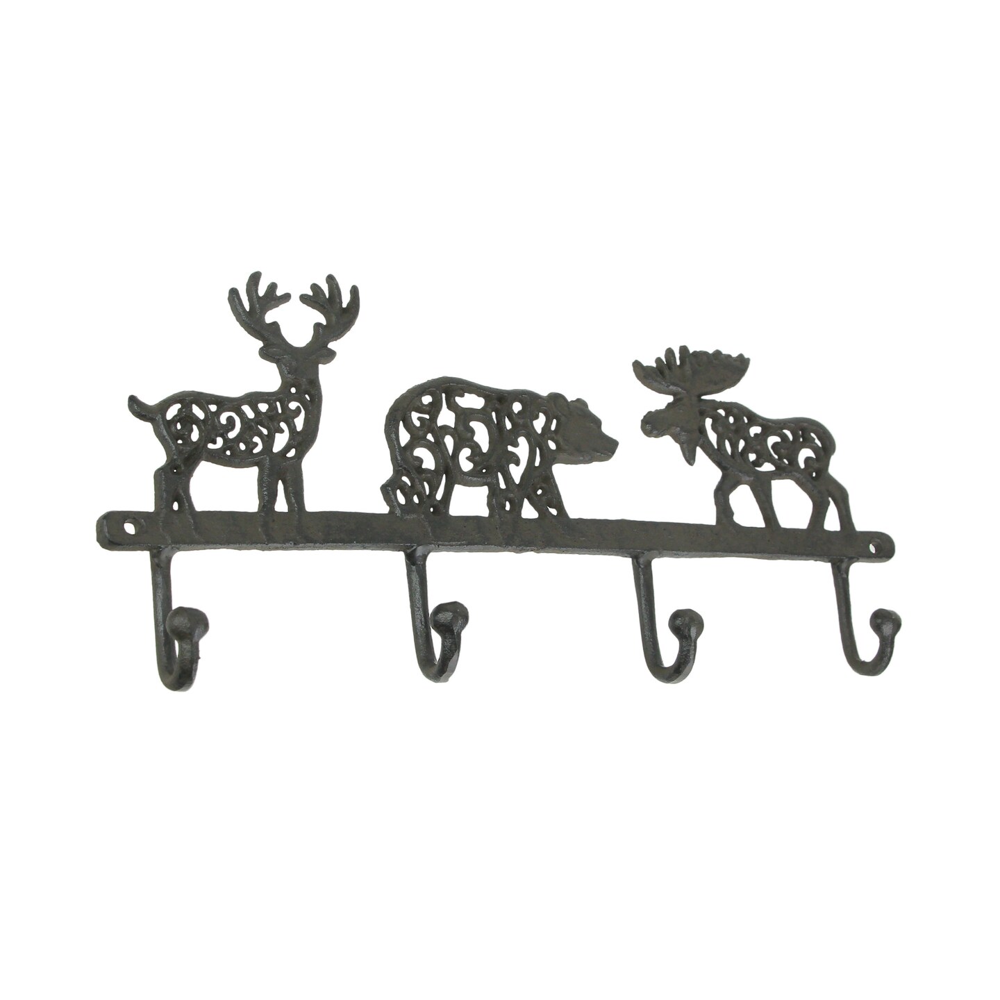 Cast Iron Moose Bear Deer Hook Rack Wall Mounted Coat Holder Cabin Home Decor