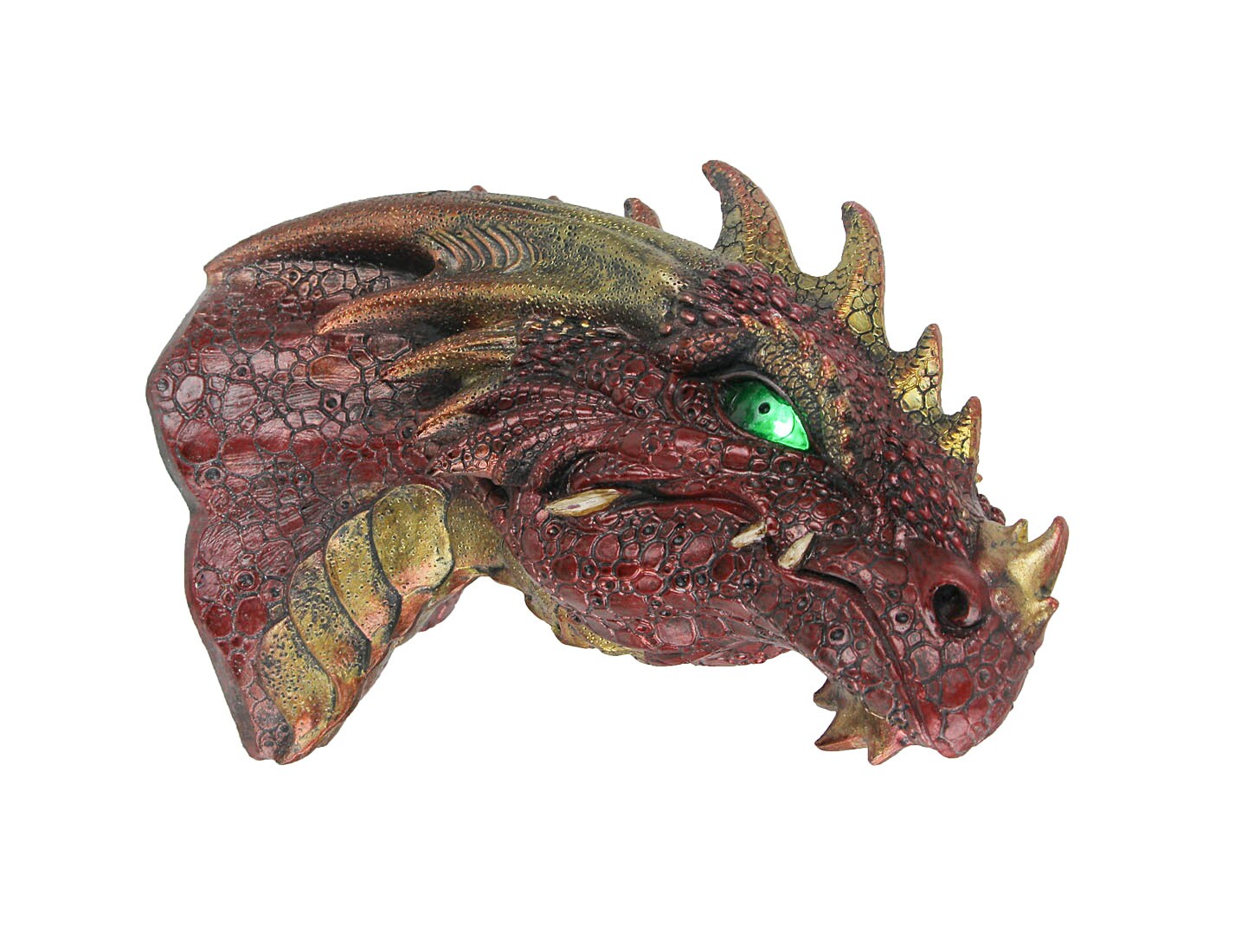 Red Dragon Head Wall Mounted Sculpture With LED Lighted Eyes