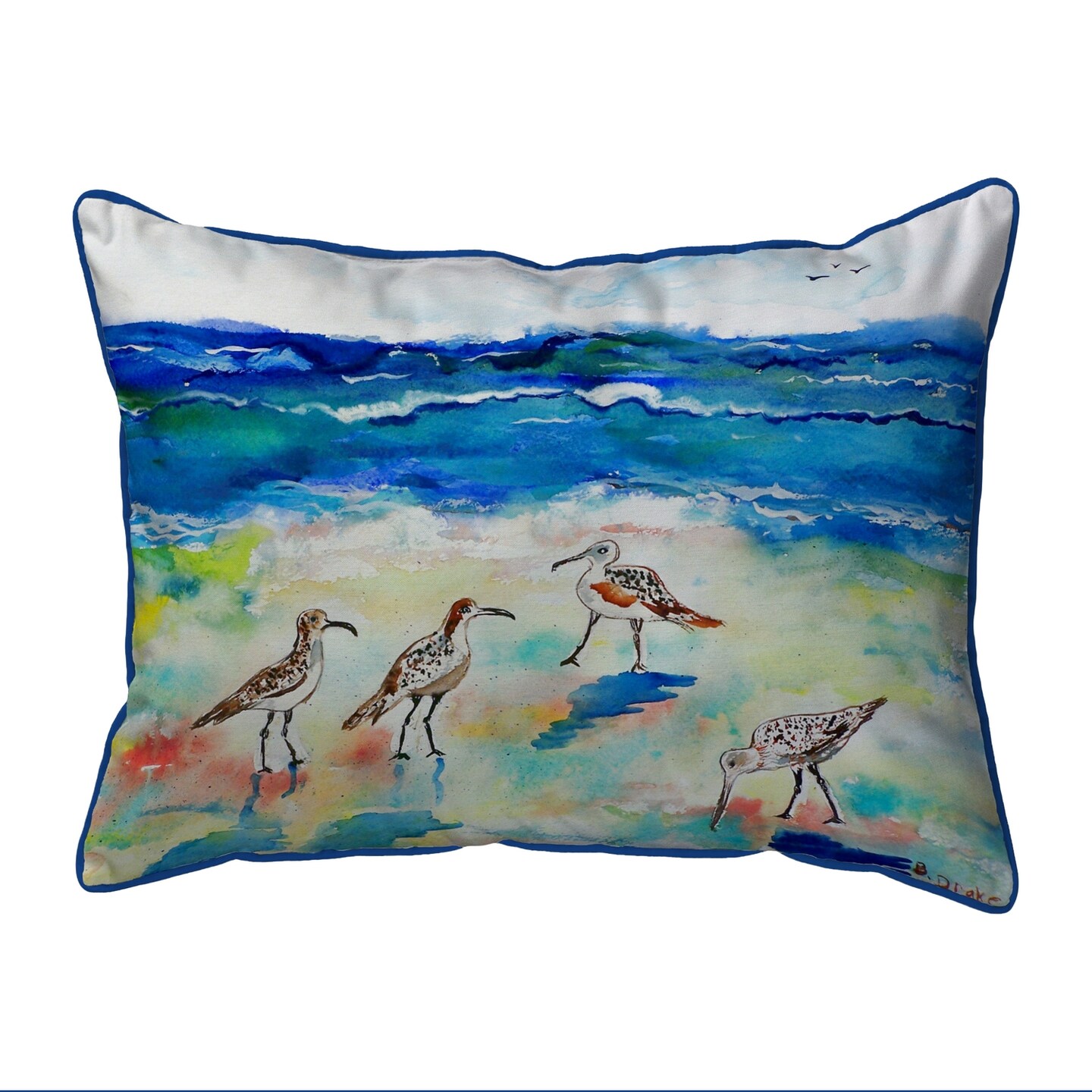 Betsy Drake Betsy's Sandpipers Extra Large 20 X 24 Indoor / Outdoor Pillow