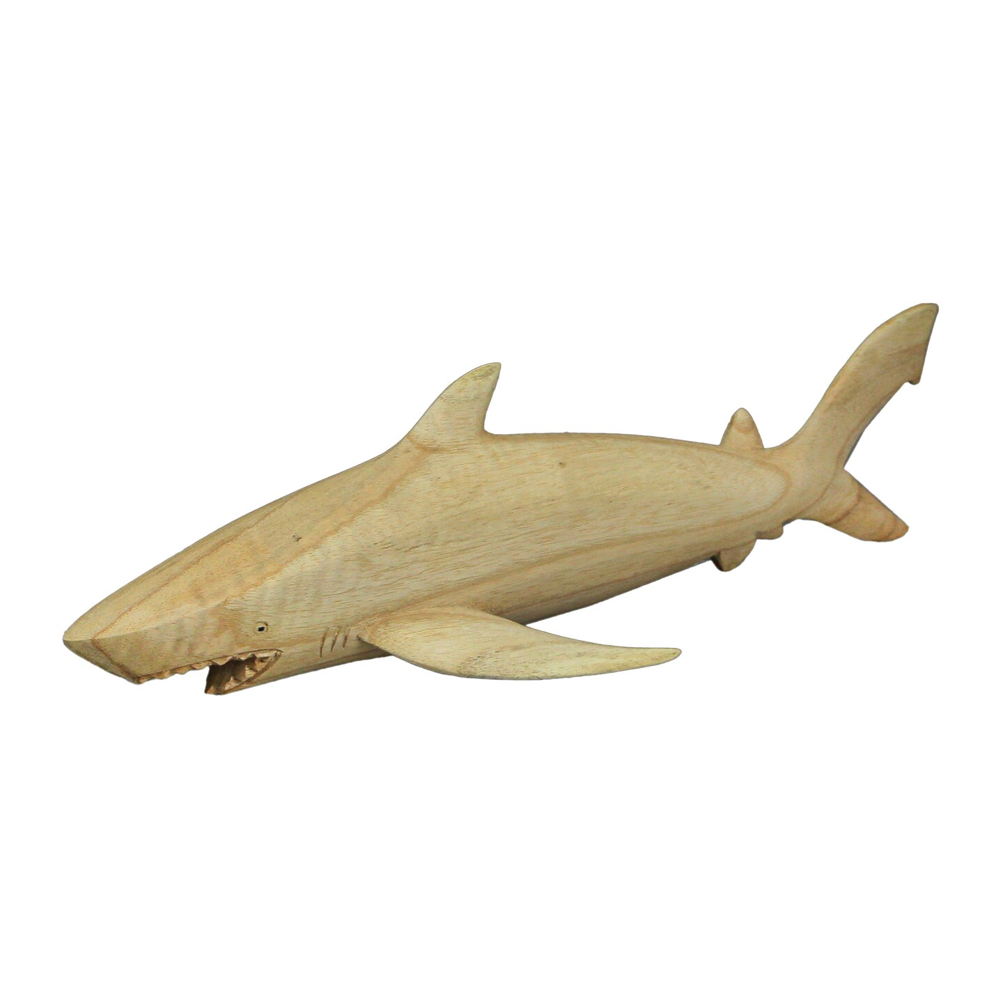 16 Inch Hand Carved Shark Wooden Sculpture Decorative Figurine Beach Home Decor