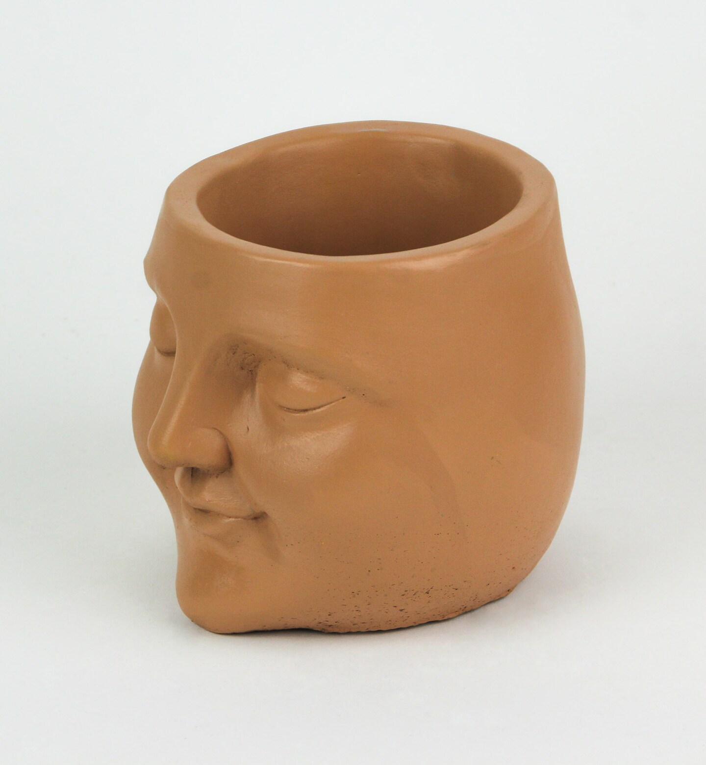 Adorable Sleepy Face Concrete Head Mini Planter 4.5 Inches High