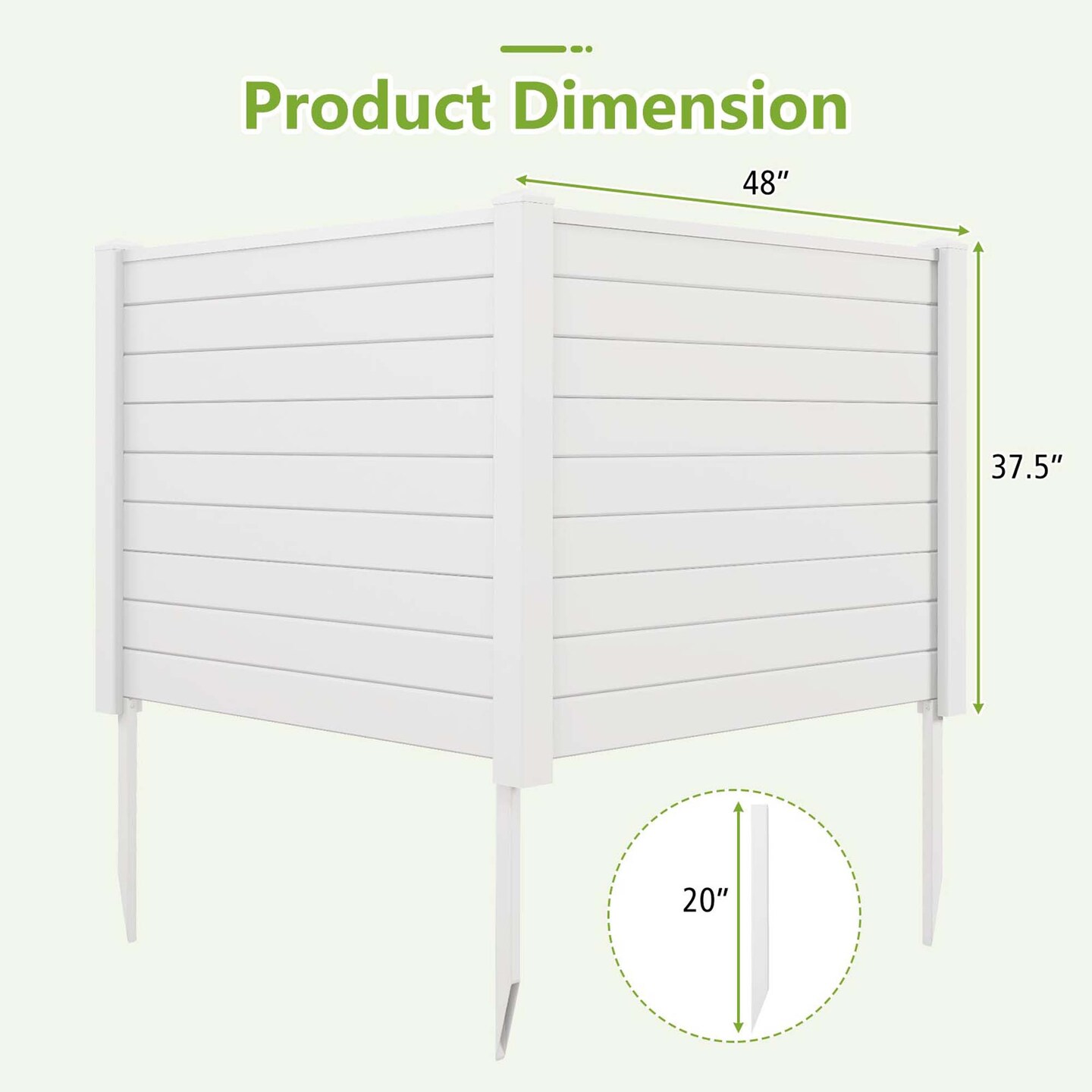 Costway 48"L x 37.5"H Air Conditioner Fence with 3 Ground Stakes Black/White