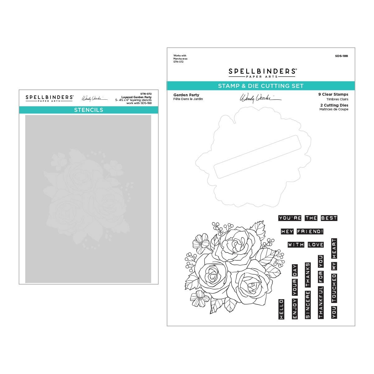 Spellbinders Stamp Die And Stencil Bundle From The Garden Co-Garden Party