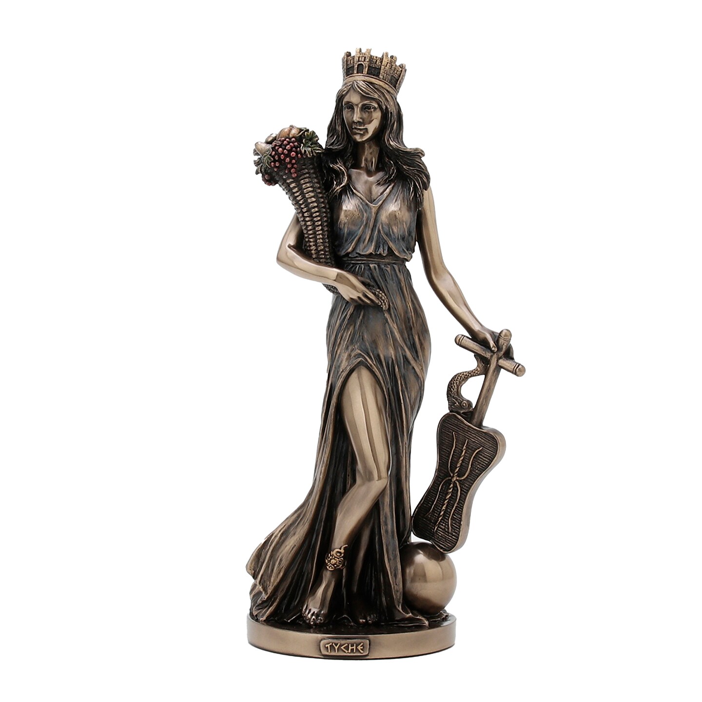 Bronze Finished Tyche Greek Goddess Of Fortune Statue Fortuna Lady Luck