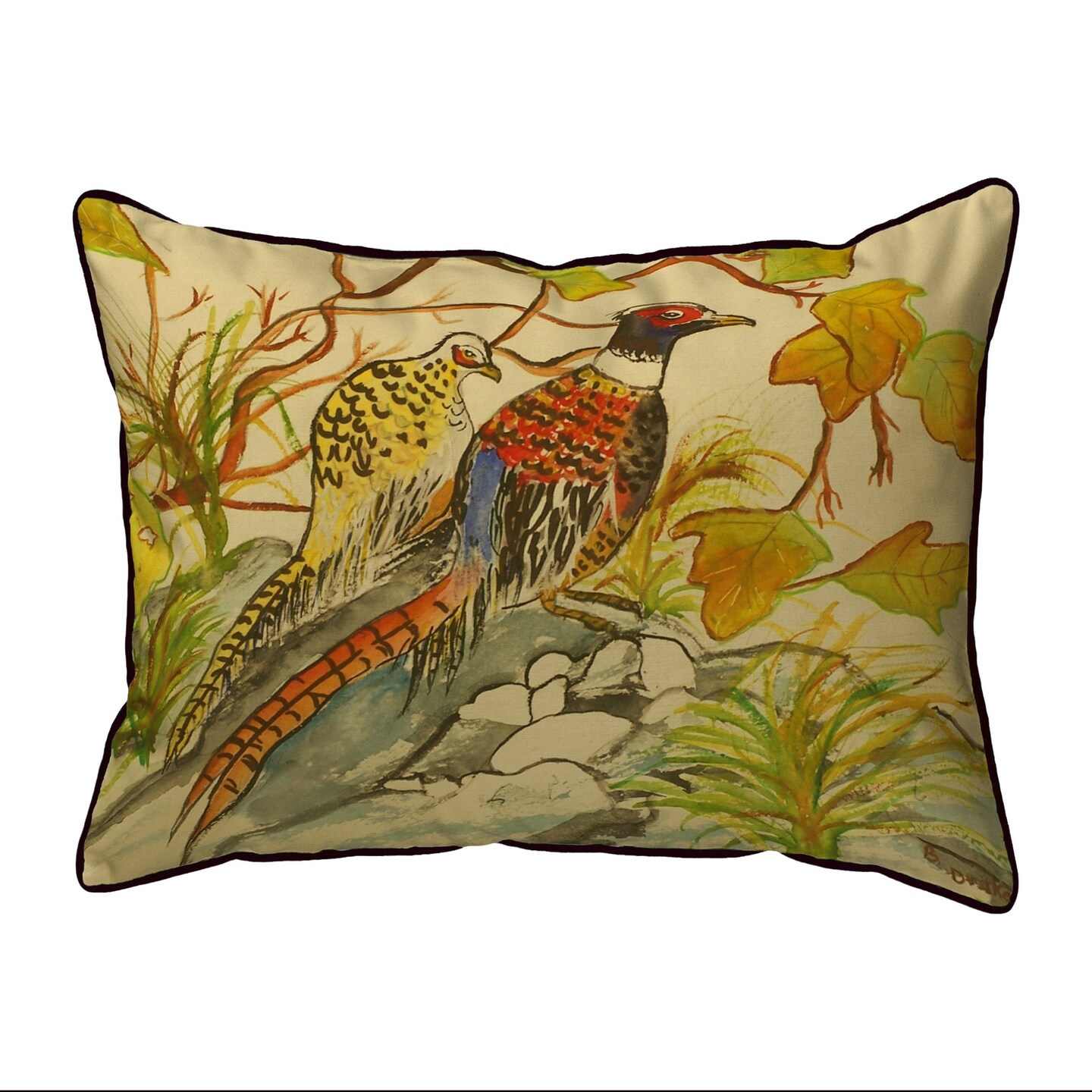 Betsy Drake Pheasant Small Pillow 11x14
