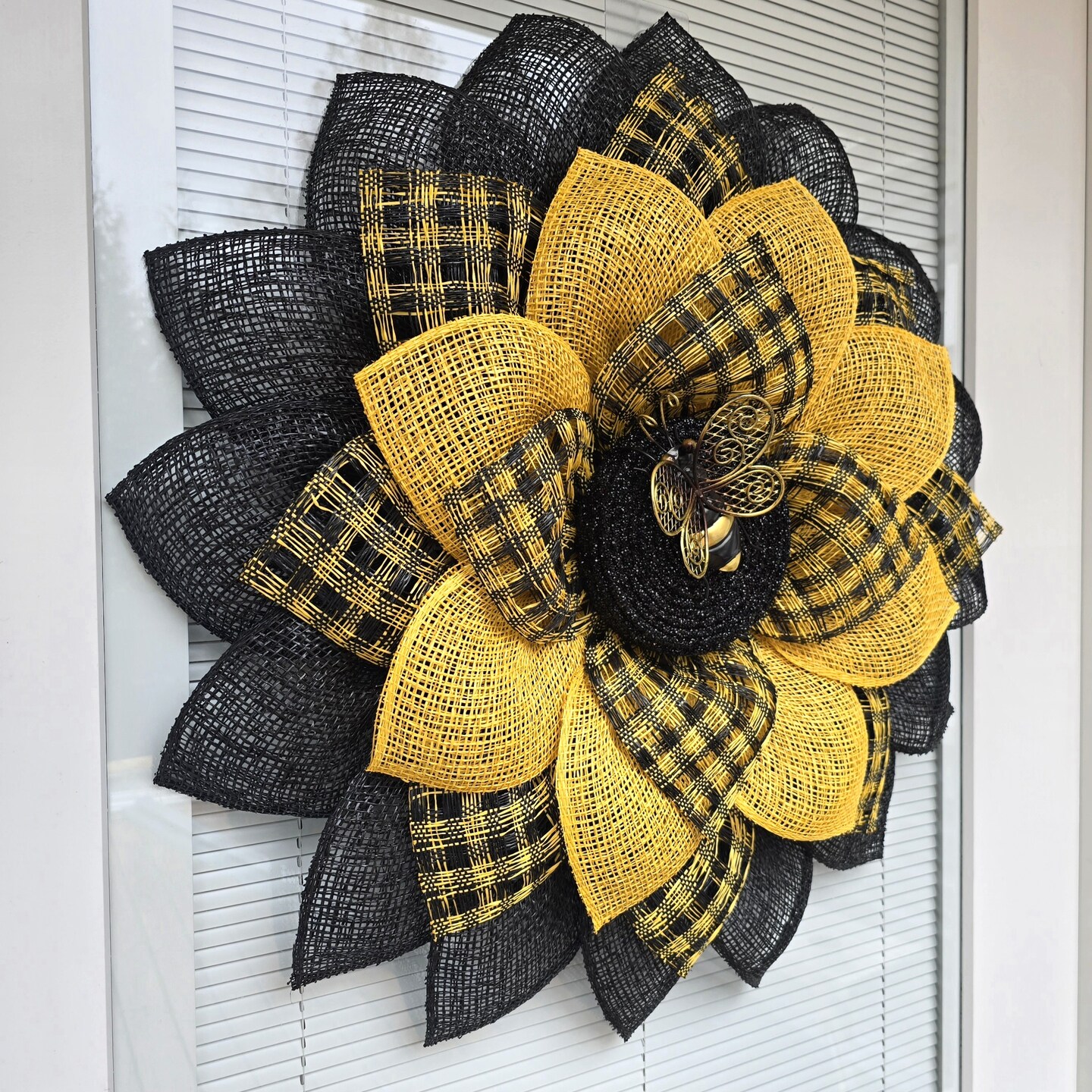 Bee Happy Sunflower Wreath. Approximately approximately 21 inches outlet and FREE PRIORITY SHIPPING