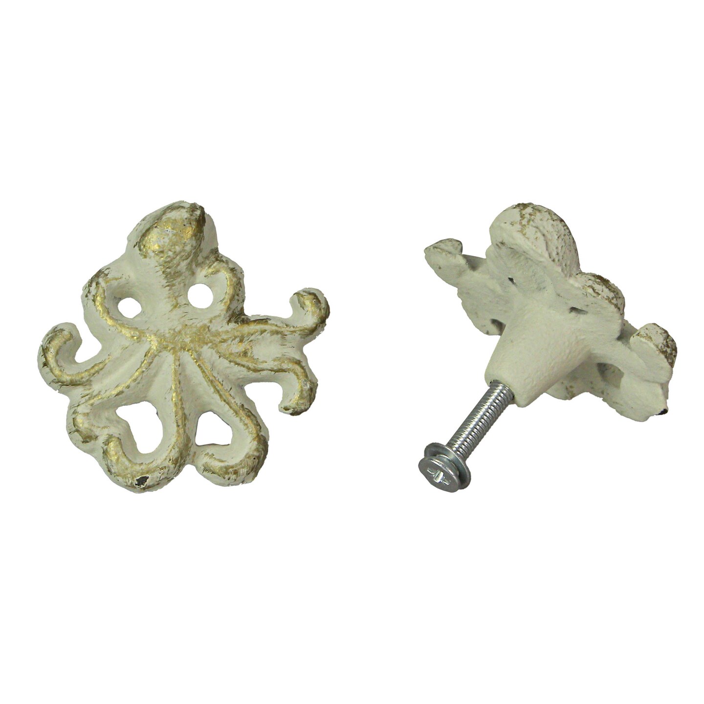 Rustic Cast Iron Octopus Drawer Pull Decorative Cabinet Knob Nautical Set of 6