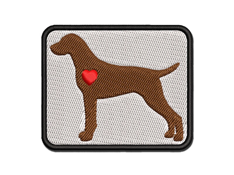 German Shorthaired Pointer Dog with Heart Multi-Color Embroidered Iron-On or Hook &#x26; Loop Patch Applique