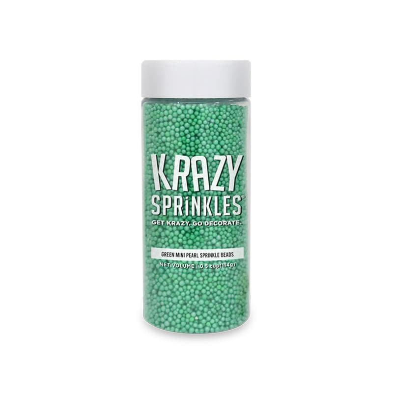 Krazy Sprinkles - Green Pearl Mini Beads (1/2 Cup, 1x Jar) for Cakes, Ice Cream & Cookies