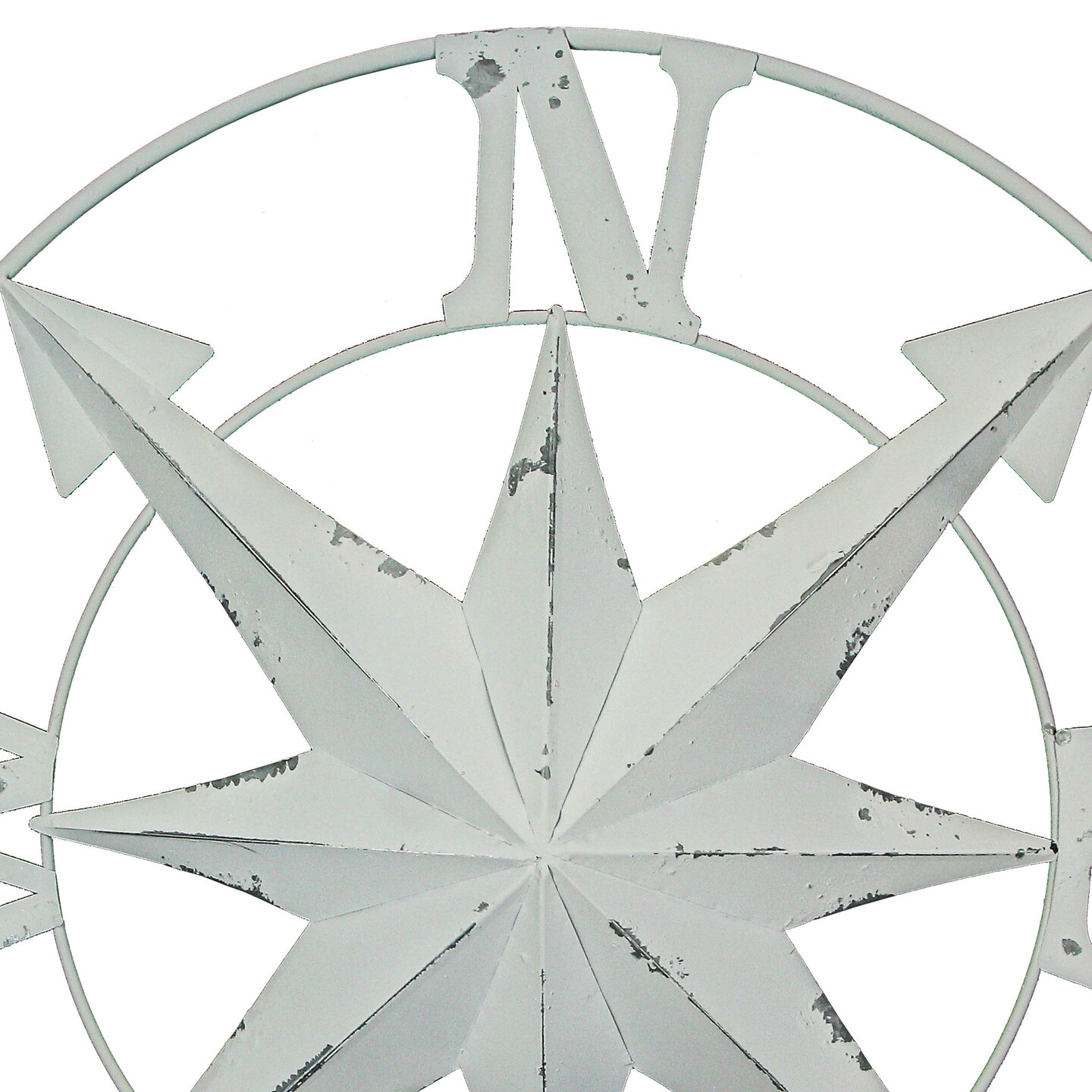 24 Inch Distressed Galvanized Metal Compass Rose Wall Hanging Home Decor