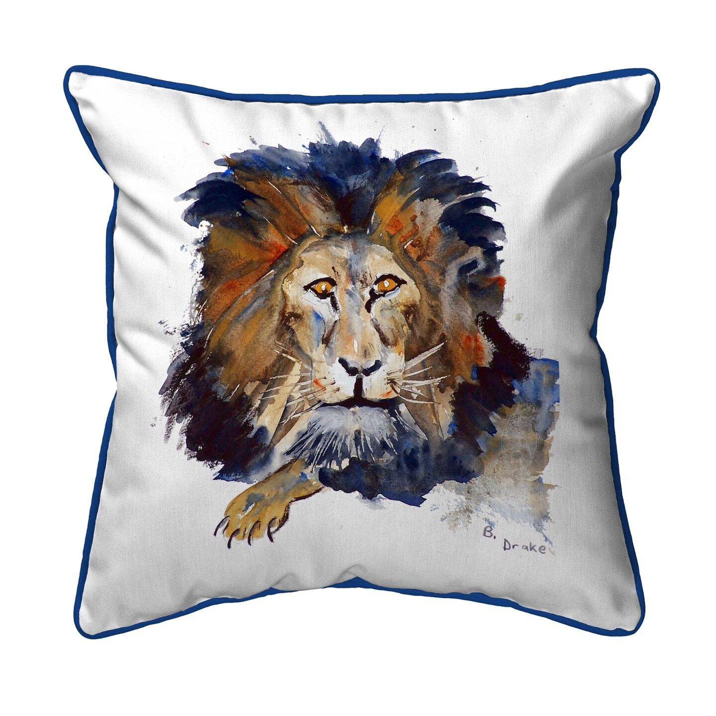 Betsy Drake Lion Small Indoor/Outdoor Pillow 12x12