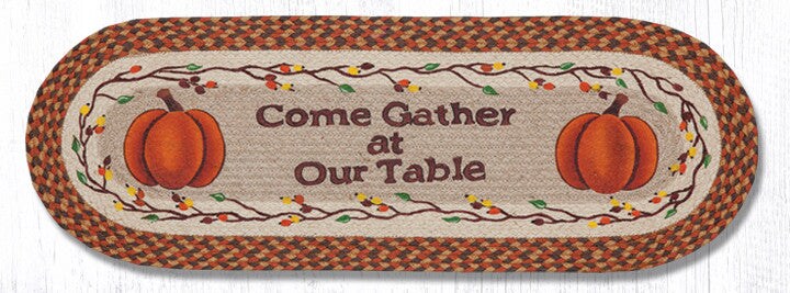 Earth Rugs OP-222 Come Gather at Our Table Oval Patch Runner 13" x 36"