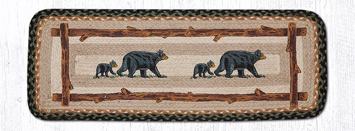 Earth Rugs PP-116 Mama &#x26; Baby Bear Oblong Printed Table Runner 13&#x22; x 36&#x22;