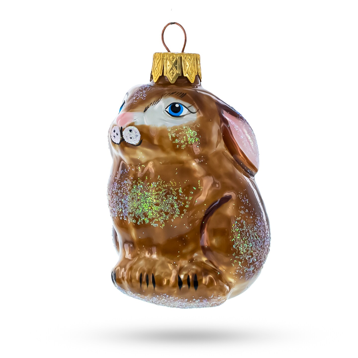 Shiny Bunny Glass Christmas Ornament