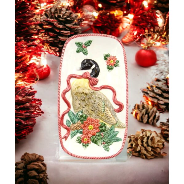Ceramic Christmas Goose Spoon Rest 3.5&#x22;X6.375&#x22; Gift