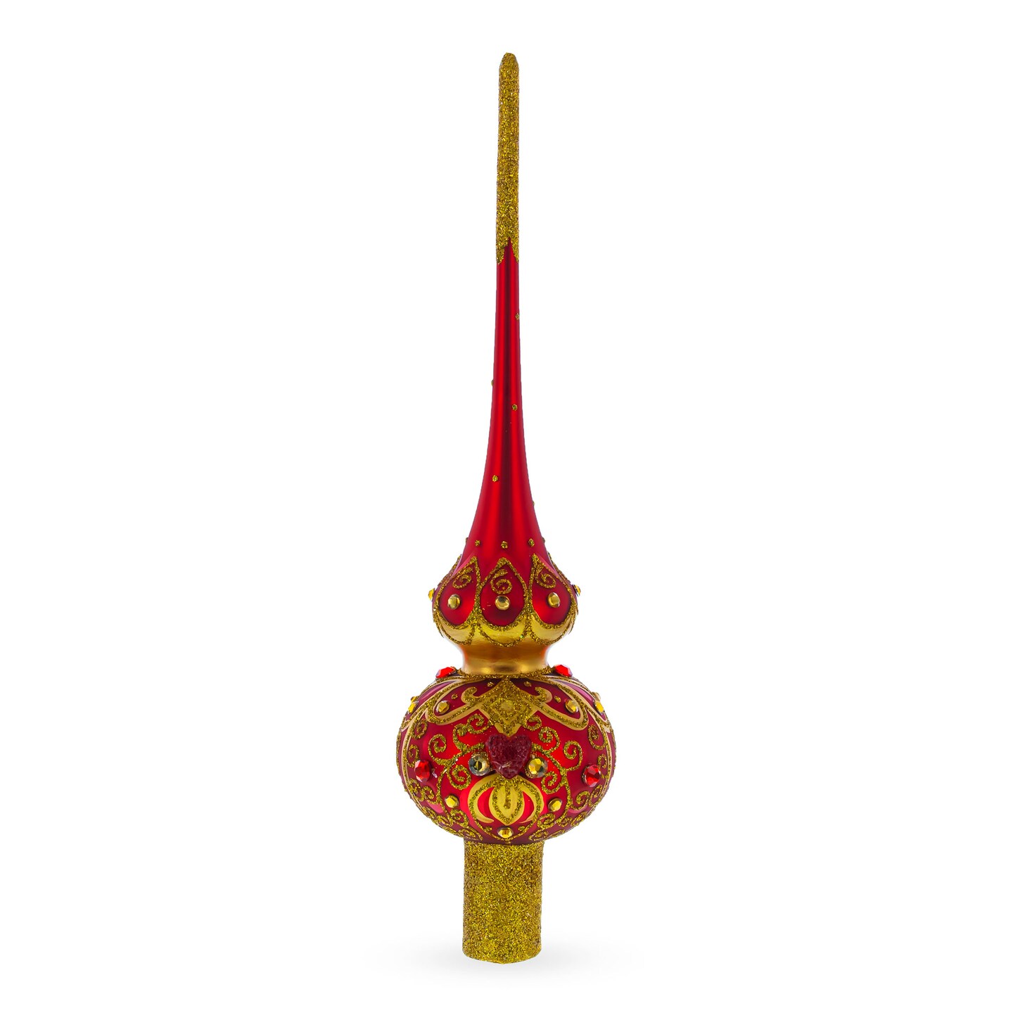 Golden Scrolls on Red Glass Tree Topper Michaels