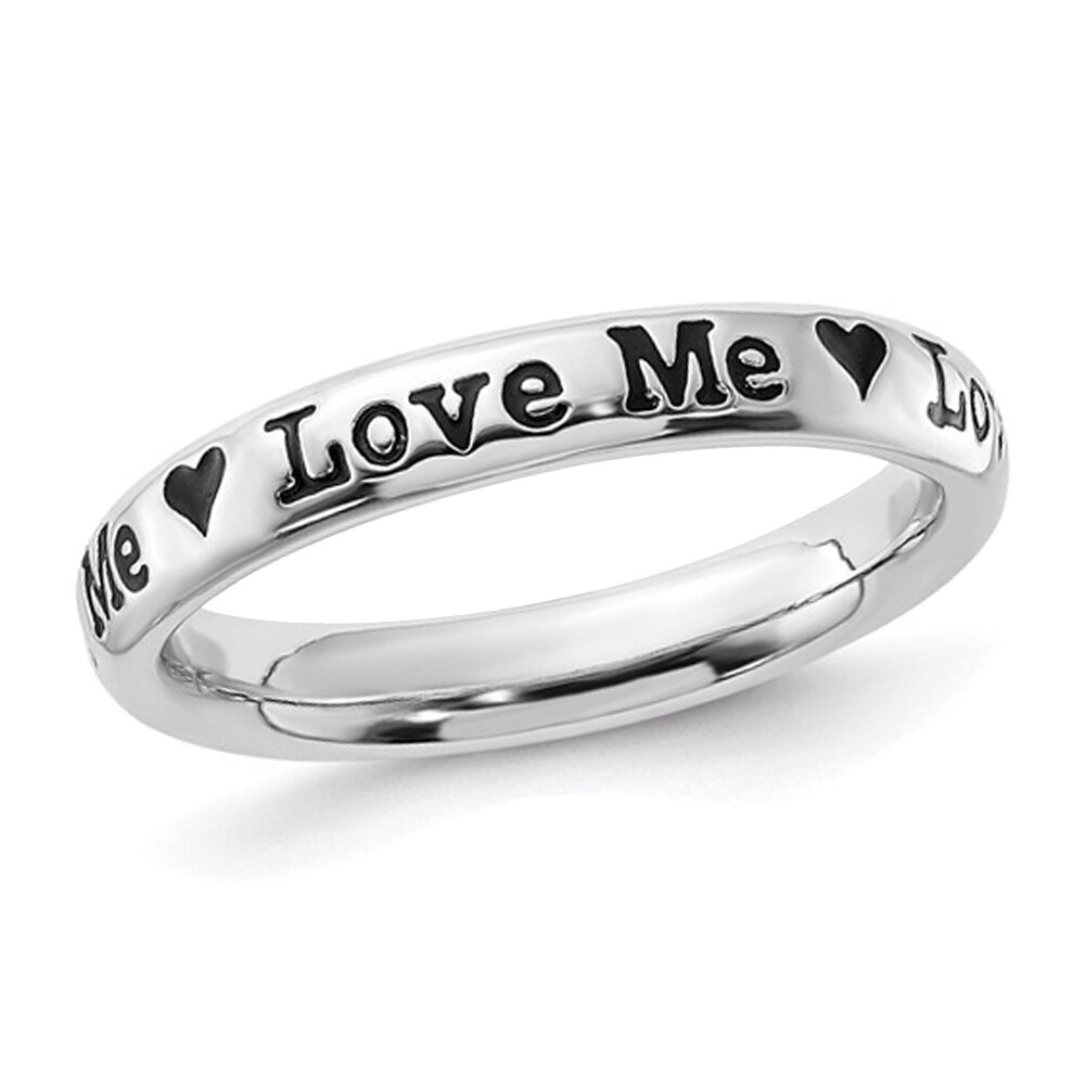 Gem And Harmony Sterling Silver Enameled Love Me Band Ring